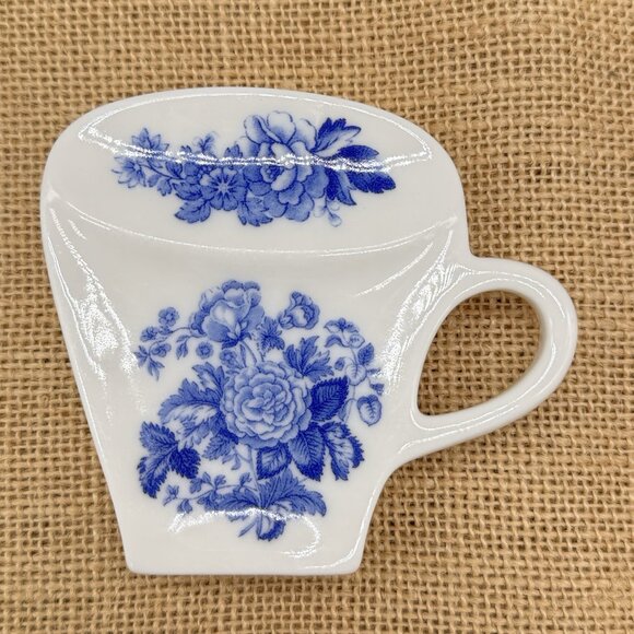 Vintage Spode Tea Bag Holders Blue Room Collection Spoon Rest Floral Set Of 2 - Picture 2 of 9